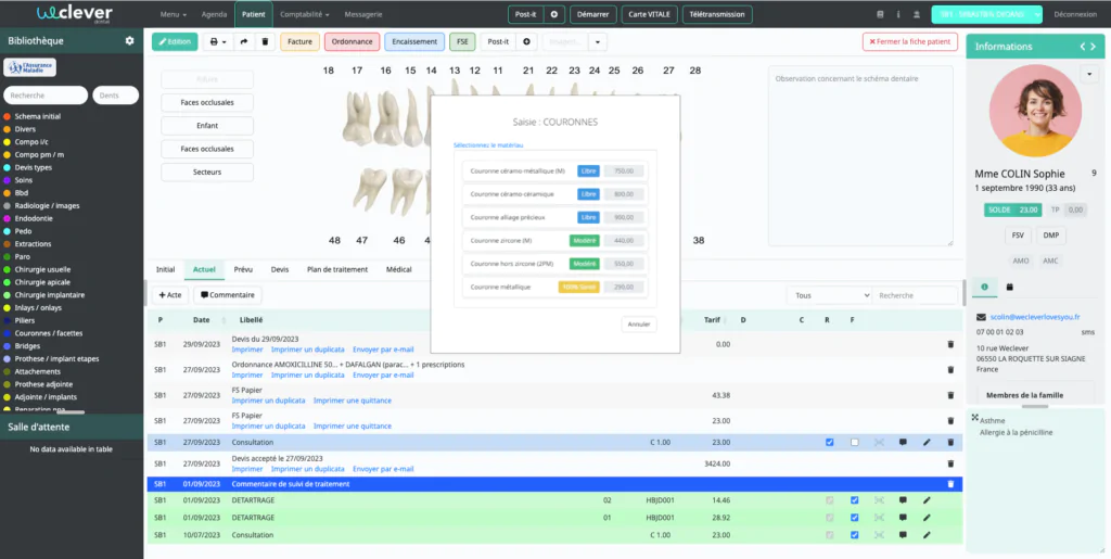 Logiciel gestion de cabinet dentaire weclever actes 1