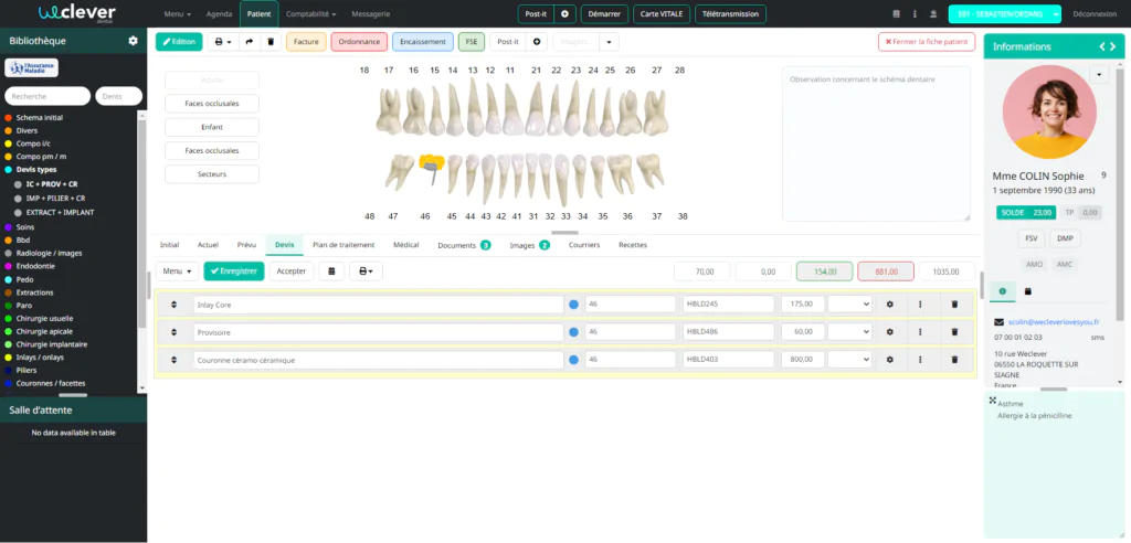 Logiciel weclever dental gestion devis type